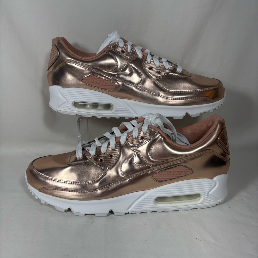 Nike Air Max 90 SP CQ6639-600 Liquid Metallic Rose Gold/Bullet White SZ 12/CM 29